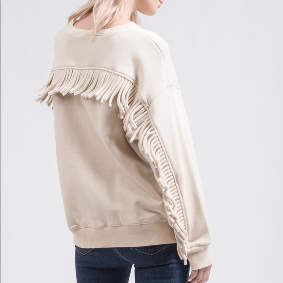 J.O.A. Tops - J.O.A. • Fringed Crewneck Sweatshirt